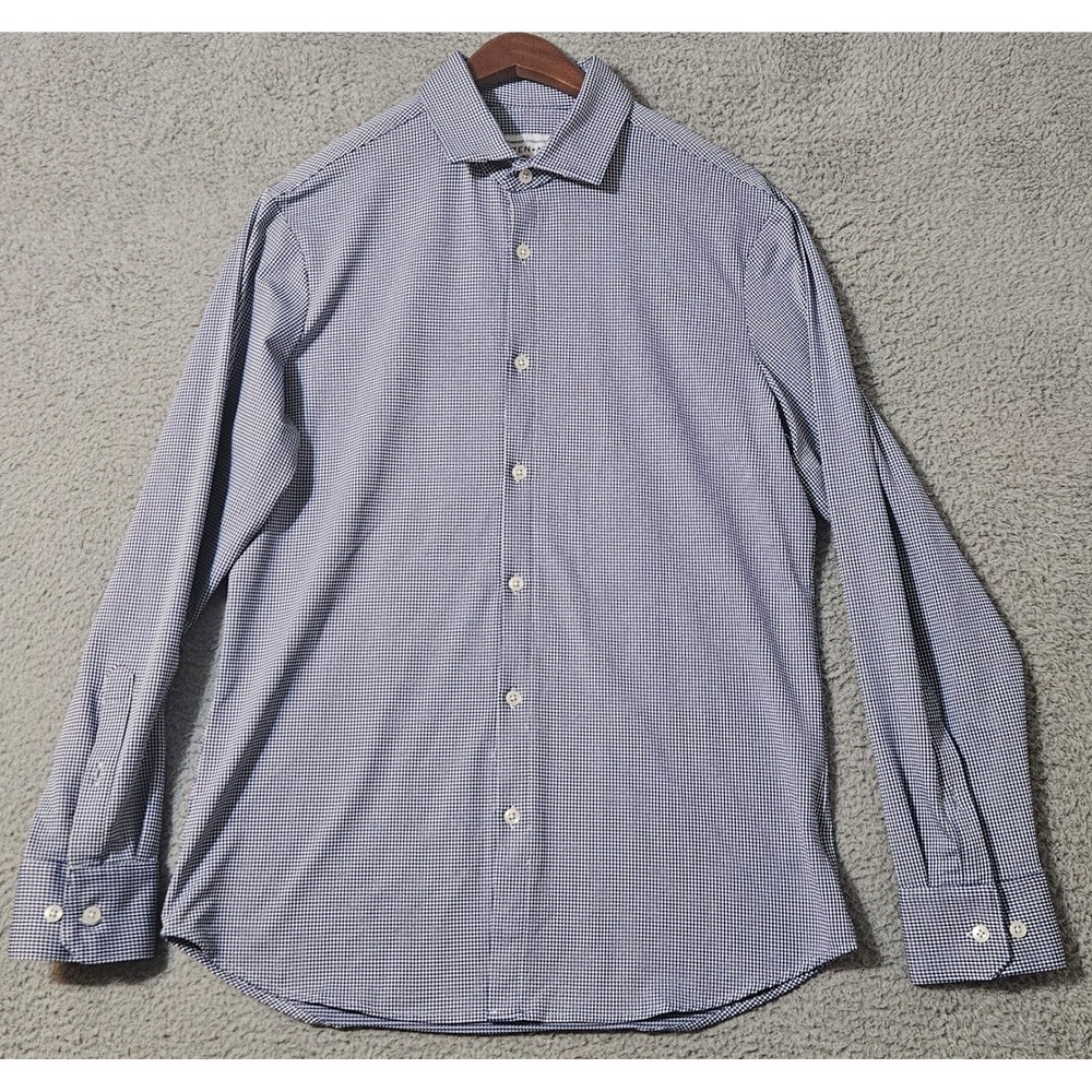 MIZZEN + MAIN Men's Spinnaker‎ Large Trim Fit Blue Performance Shirt Stretch